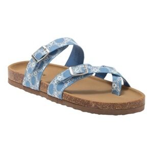 Steve Madden Kids Blue and White Denim Beach Slide Sandal Size 13‎